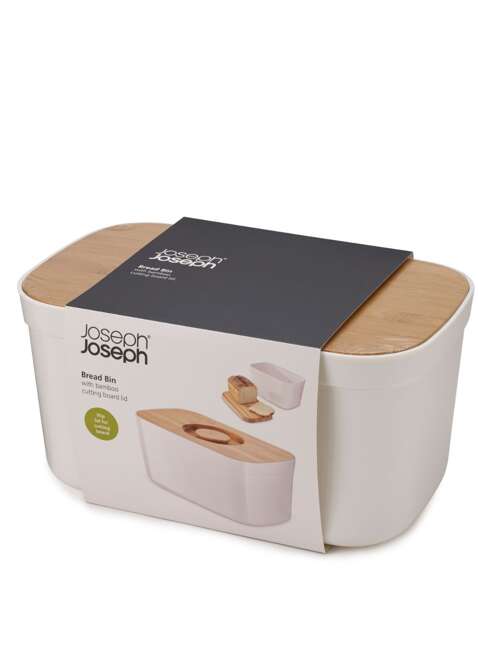 Chlebak z deską do krojenia Joseph Joseph Bread Bin with Bamboo Lid - white