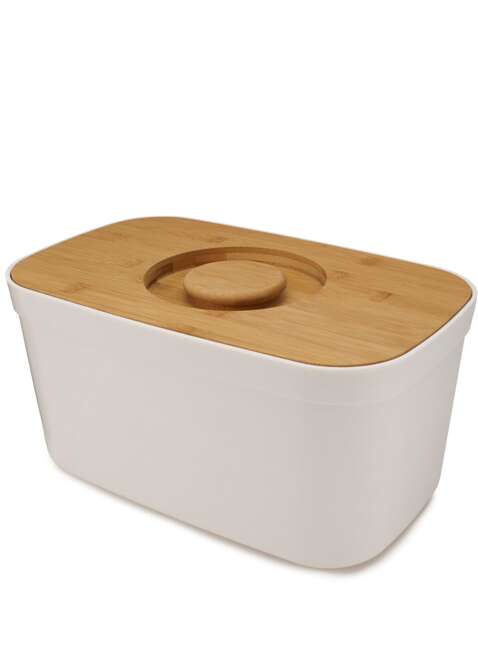 Chlebak z deską do krojenia Joseph Joseph Bread Bin with Bamboo Lid - white