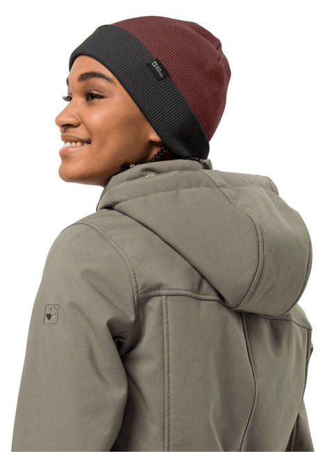 Czapka unisex Jack Wolfskin Rib Hat - cordovan red