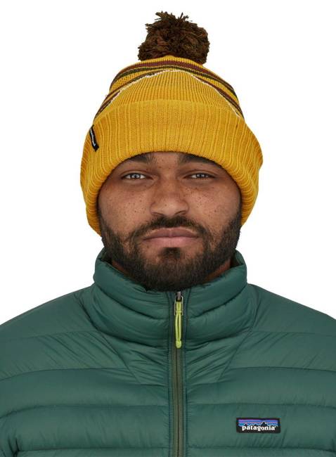 Czapka z pomponem Patagonia Powder Town Beanie - fitz roy stripe knit / cabin gold