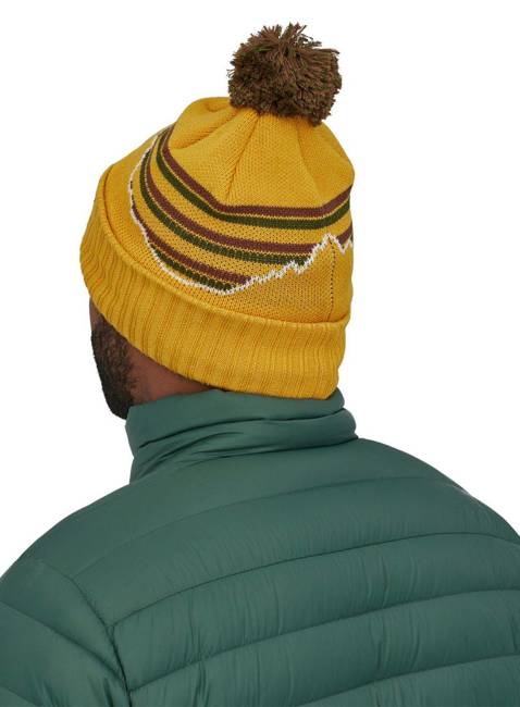 Czapka z pomponem Patagonia Powder Town Beanie - fitz roy stripe knit / cabin gold