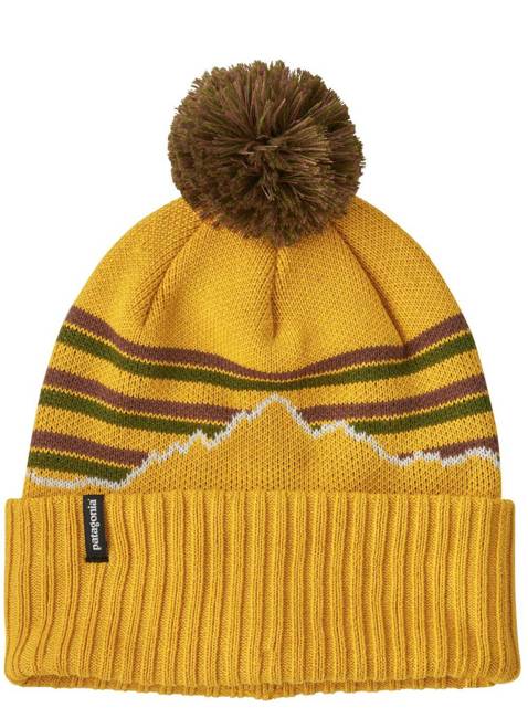 Czapka z pomponem Patagonia Powder Town Beanie - fitz roy stripe knit / cabin gold