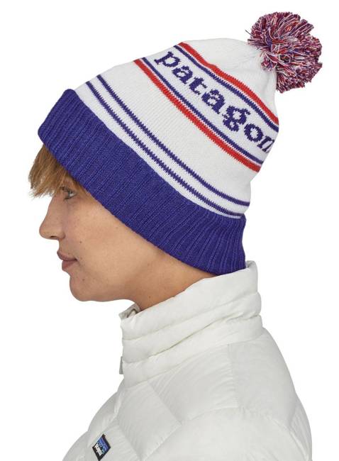 Czapka z pomponem Patagonia Powder Town Beanie - park stripe / viking blue