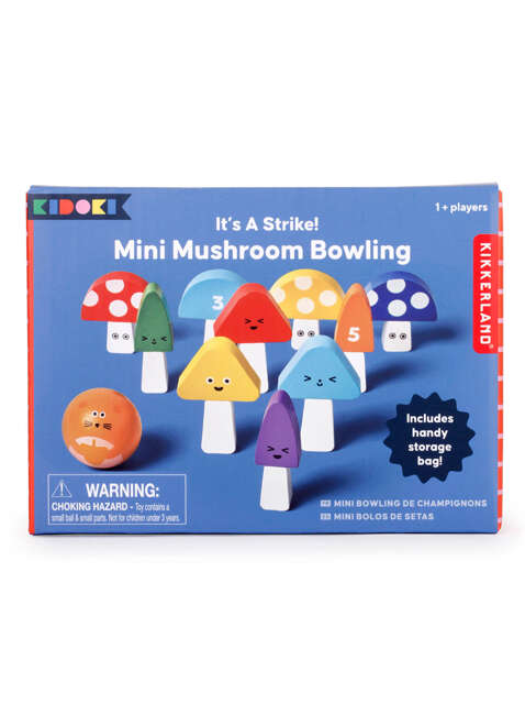 Drewniane kręgle grzybki Kikkerland KIDOKI Mini Mushroom Bowling