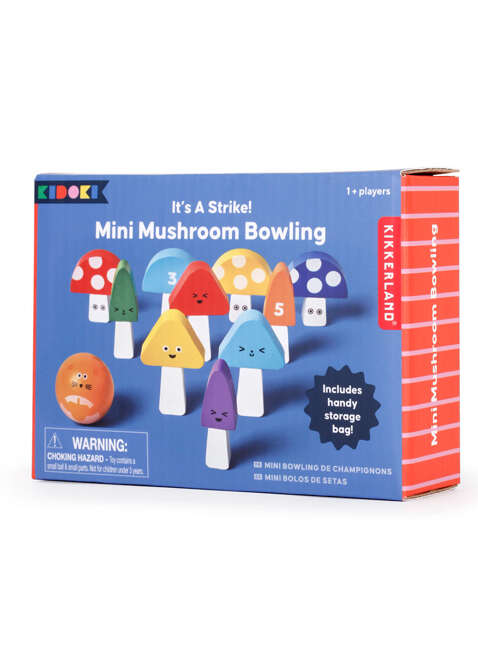 Drewniane kręgle grzybki Kikkerland KIDOKI Mini Mushroom Bowling