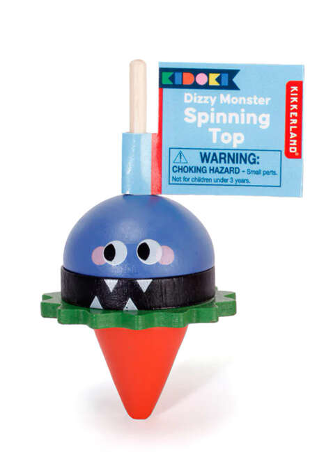 Drewniany bączek Kikkerland KIDOKI Dizzy Monster Spinning Top