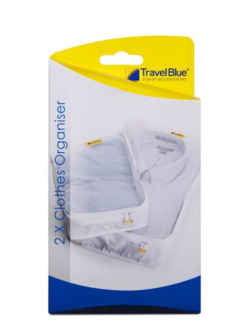 Dwa organizery na odzież Travel Blue Packing Cubes - white