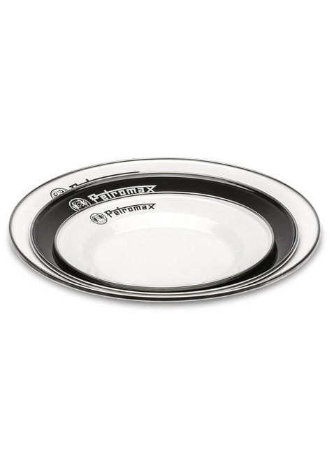 Dwa talerze turystyczne Petromax Enamel Plates 18 cm - white