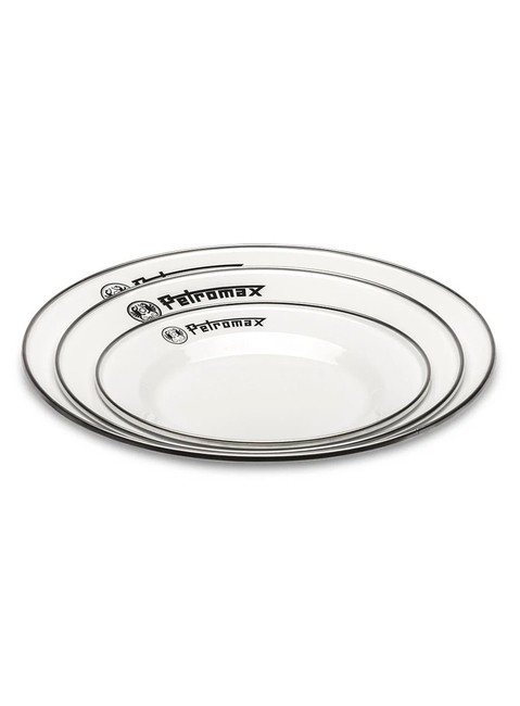 Dwa talerze turystyczne Petromax Enamel Plates 18 cm - white