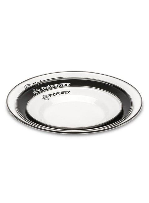 Dwa talerze turystyczne Petromax Enamel Plates 22,5 cm - black