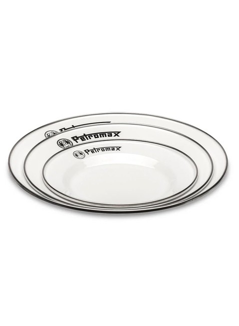 Dwa talerze turystyczne Petromax Enamel Plates 26 cm - white