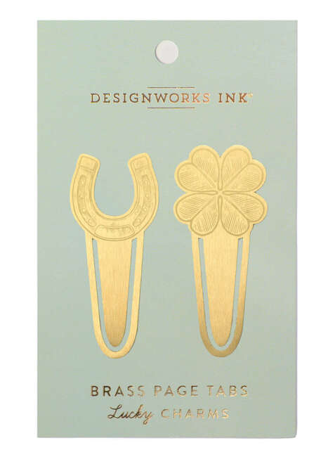 Dwie zakładki do książki Designworks Ink Brass Page Tabs - lucky charms