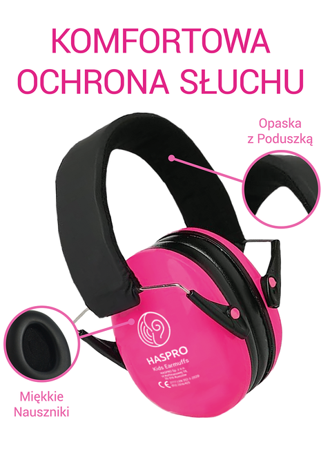 Dziecięce nauszniki ochronne Haspro Kids Earmuffs - pink