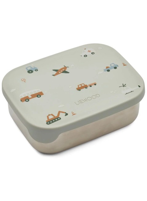 Dziecięcy pojemnik na jedzenie Liewood Arthur Printed Lunch Box - vehicles / dove blue mix