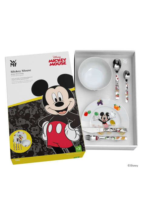 Dziecięcy zestaw miska i talerz ze sztućcami WMF - Mickey Mouse