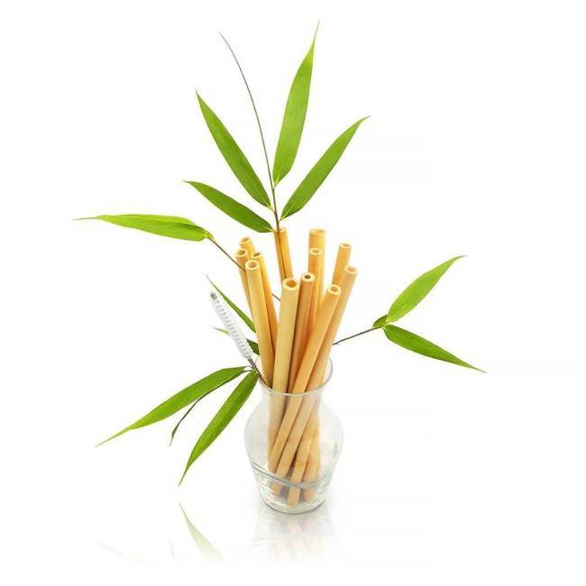 Eko słomki bambusowe 22 cm z woreczkiem Bambaw - 12 sztuk