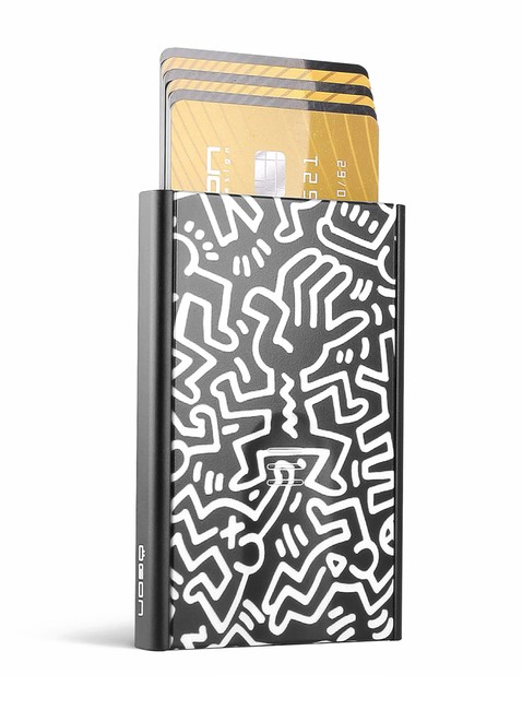 Etui aluminiowe na karty Ogon Design Slider - Keith Haring white