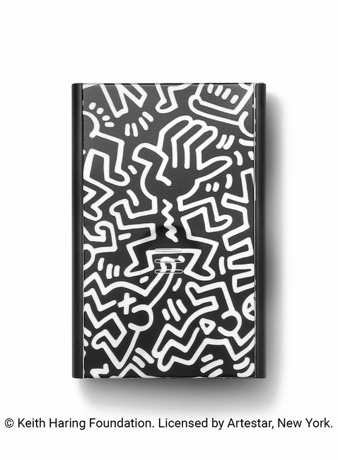 Etui aluminiowe na karty Ogon Design Slider - Keith Haring white