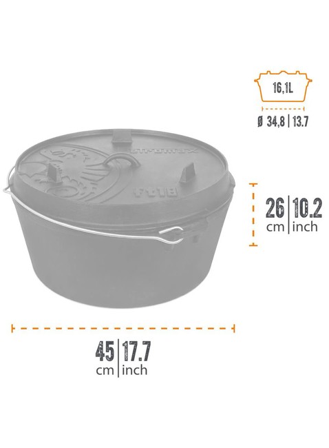 Garnek żeliwny na nóżkach Petromax Dutch Oven FT18 - black