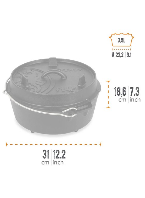 Garnek żeliwny na nóżkach Petromax Dutch Oven FT4,5 - black