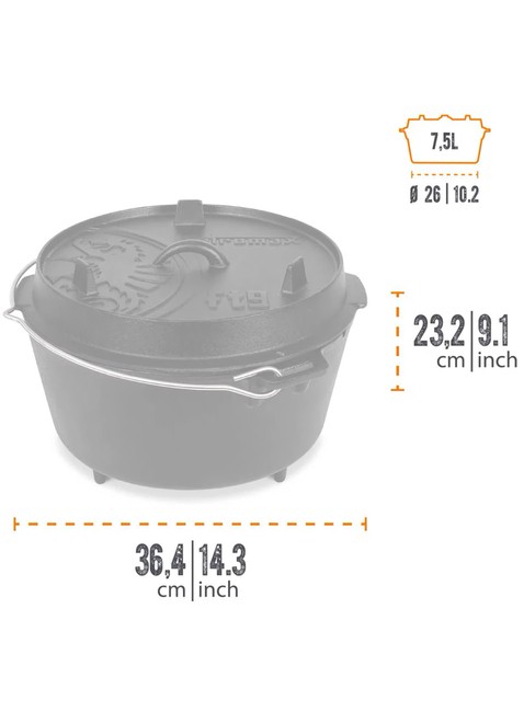 Garnek żeliwny na nózkach Petromax Dutch Oven FT9 - black