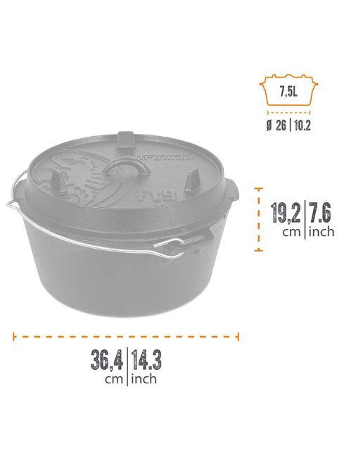 Garnek żeliwny z płaskim dnem Petromax Dutch Oven FT9-T - black