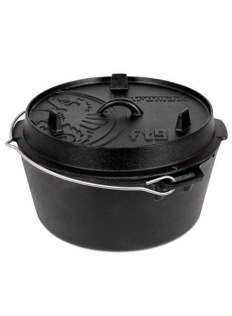 Garnek żeliwny z płaskim dnem Petromax Dutch Oven FT9-T - black