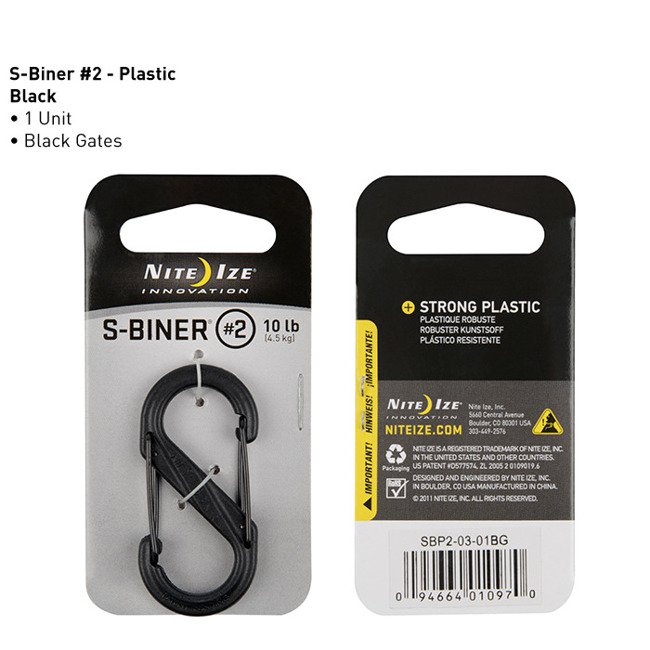Karabinek S-Biner #2 Plastic Nite Ize - black gate - czarny