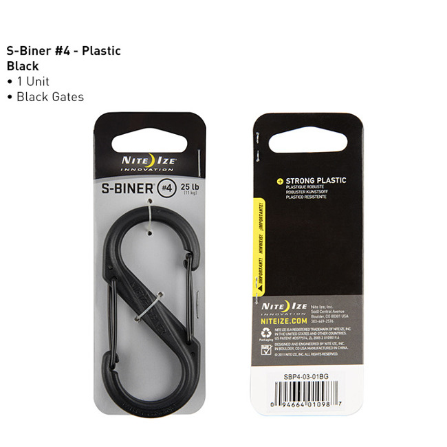 Karabinek S-Biner #4 Plastic black gate Nite Ize - czarny