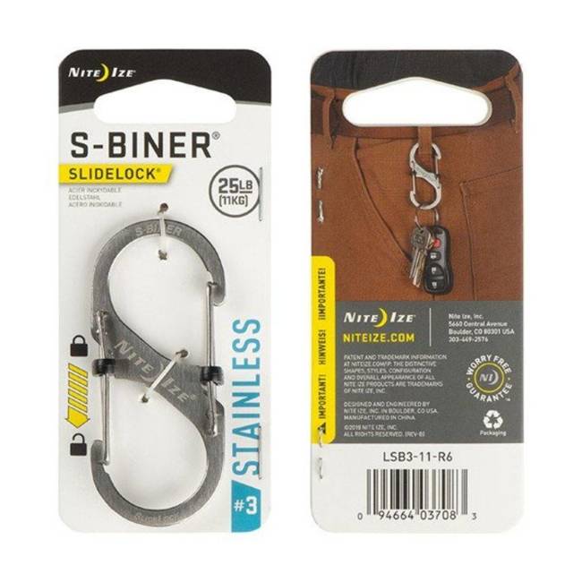 Karabinek S-Biner® SlideLock® Stainless Steel #3 Nite Ize - stainless