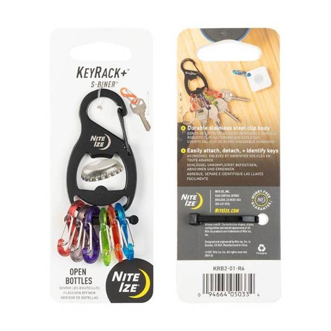 Karabinek na klucze z otwieraczem KeyRack+™ S-Biner® Nite Ize - black