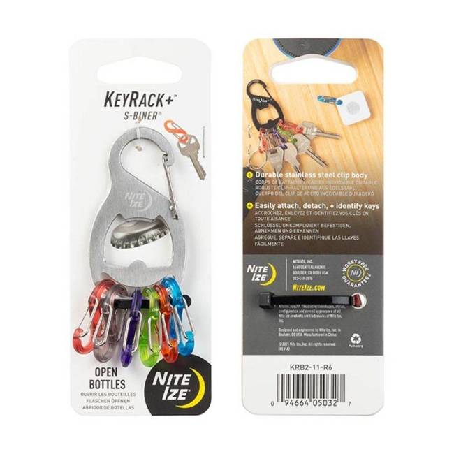 Karabinek na klucze z otwieraczem KeyRack+™ S-Biner® Nite Ize - stainless steel