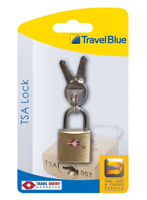 Kłódka bagażowa Travel Blue TSA Approved Suitcase Padlock - Key - gold