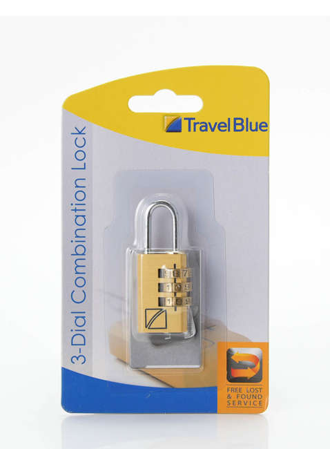 Kłódka bagażowa szyfrowa Travel Blue Suitcase Padlock - gold