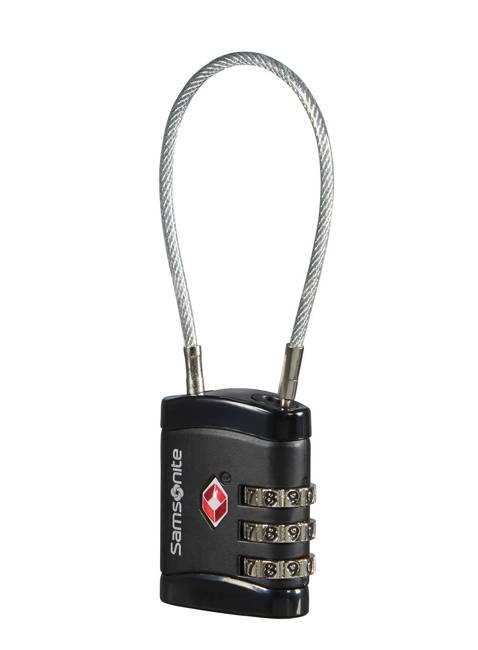 Kłódka do walizki trzycyfrowa Samsonite Cablelock 3 Dial TSA - black