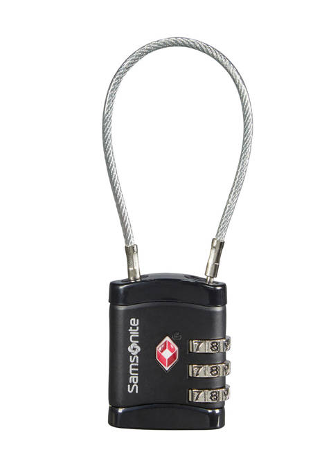 Kłódka do walizki trzycyfrowa Samsonite Cablelock 3 Dial TSA - black