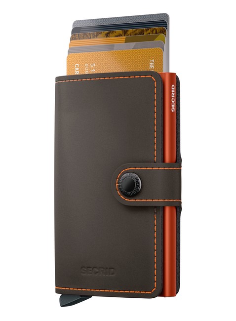 Kompaktowy portfel RFID Secrid Miniwallet Matte - truffle / orange