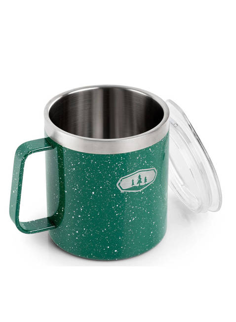 Kubek z uchwytem GSI OUTDOORS Glacier Stainless Camp Cup 444 ml - green speckle