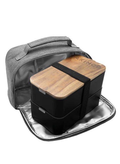 Lunchbox Bento + torba termiczna Akinod 11H58 - black / grey