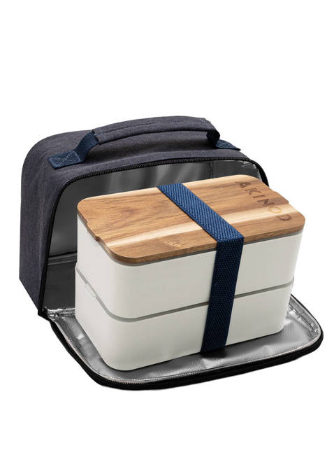 Lunchbox Bento + torba termiczna Akinod 11H58 - white / blue jeans