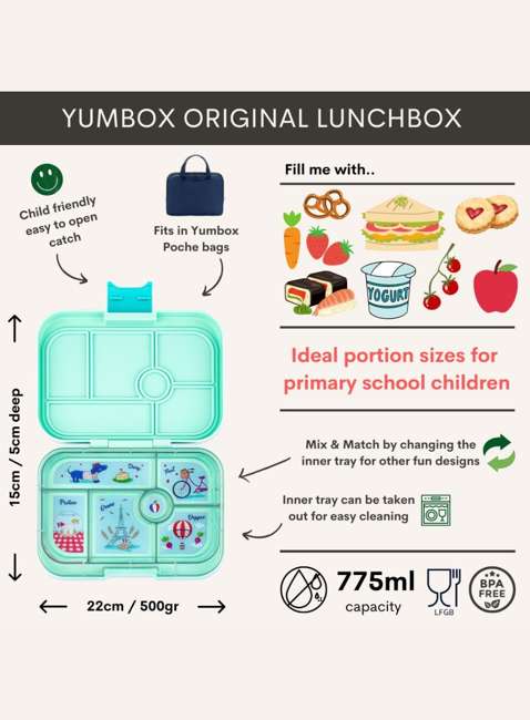 Lunchbox do szkoły Yumbox Original - serene aqua / Paris tray