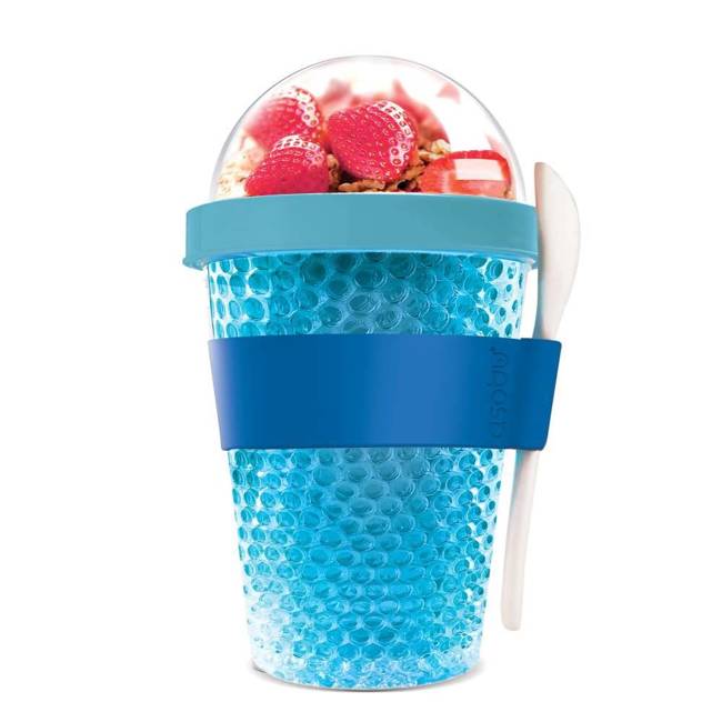Lunchbox / pojemnik na jogurt z łyżką CHILL YO 2 GO Asobu - blue
