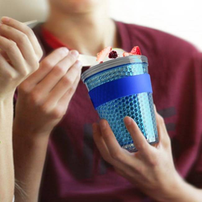 Lunchbox / pojemnik na jogurt z łyżką CHILL YO 2 GO Asobu - blue