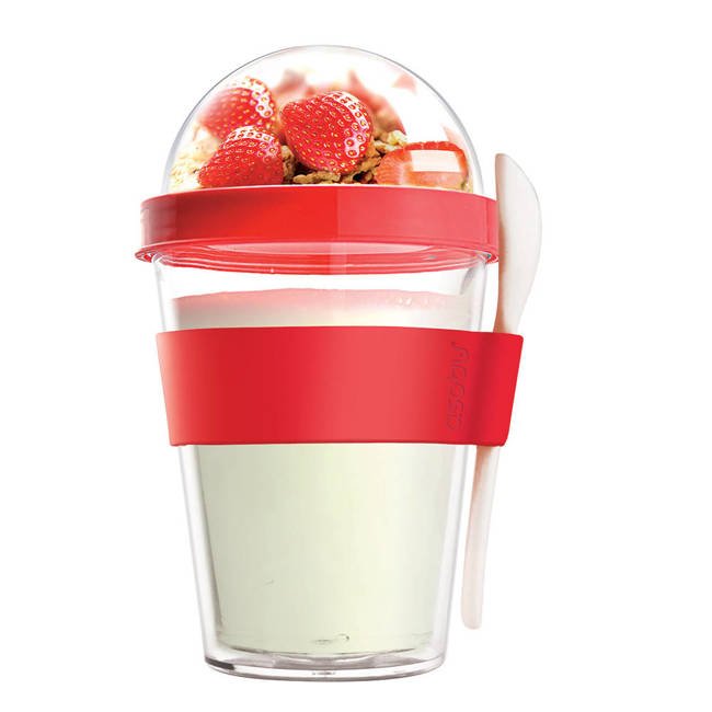 Lunchbox / pojemnik na jogurt z łyżką YO 2 GO Asobu - red