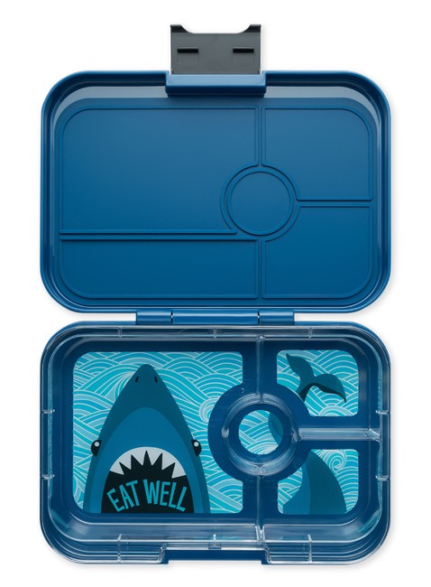 Lunchbox pojemnik na śniadanie XL Yumbox Tapas 4 - Monte Carlo blue / shark tray