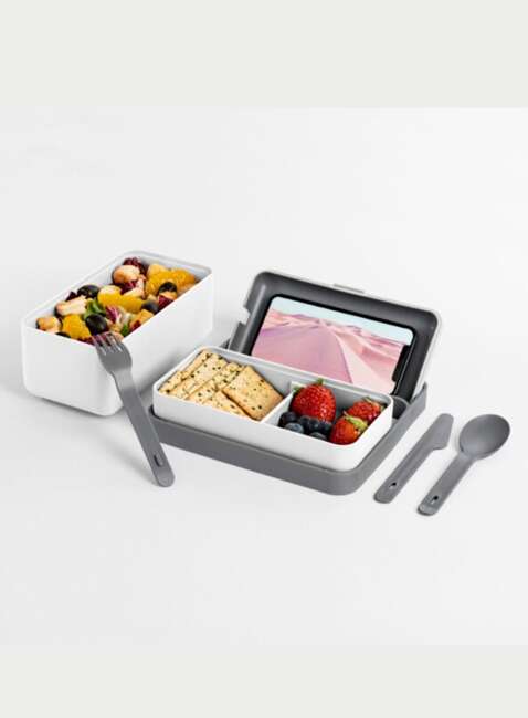 Lunchbox / śniadaniówka ze sztućcami Blim + Bauletto M - arctic white