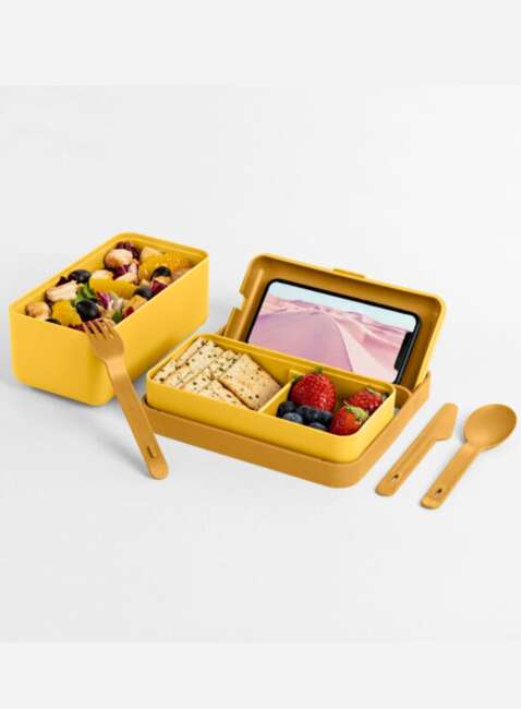 Lunchbox / śniadaniówka ze sztućcami Blim+ Bauletto M - desert medium