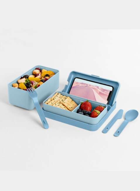 Lunchbox / śniadaniówka ze sztućcami Blim + Bauletto M - ocean light