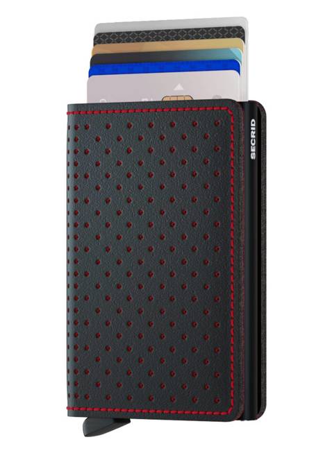Mały portfel RFID Secrid Slimwallet Perforated - black / red