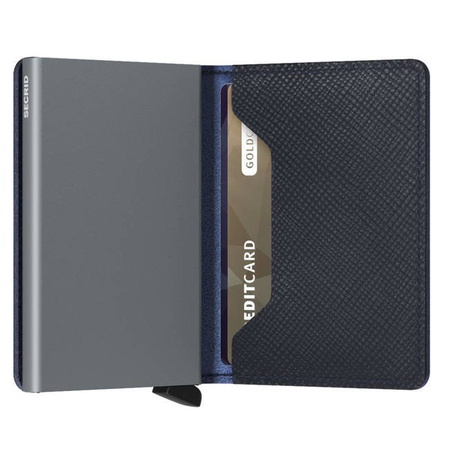 Mały portfel RFID Slimwallet Secrid Saffiano - navy